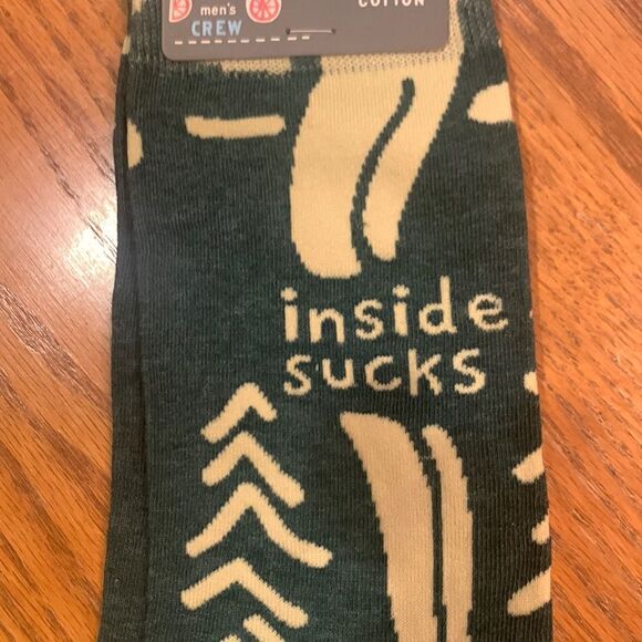 Blue Q Mens Cotton Crew Socks ”Inside Sucks” Camping - Picture 3 of 6